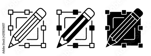 Bild auf Leinwand Pencil and Selection Box Icons: Design, Edit, Create, Vector Graphics, Digital A