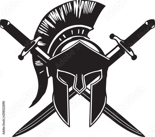 Vintage Heraldic Shield with Crossed Sword Vector Emblem Featuring Crown Wings Banner and Medieval Weapon Symbol Illustration Design