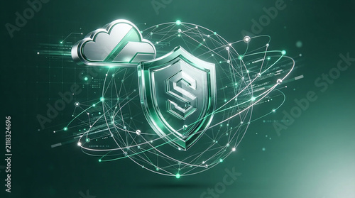 Data security shield protecting cloud information with cyber network connections
