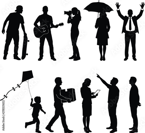 Diverse People Silhouettes Collection Set