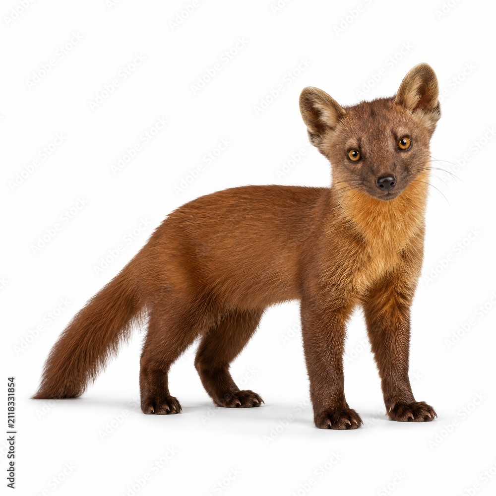 Fototapeta premium Marten Standing Isolated on White Background