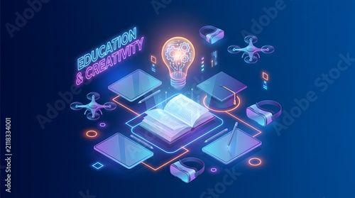 Book and Lightbulb Concept. Glowing bulb on literature, bright ideas and innovation.
