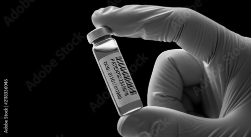 Blood test tube in gloved hand