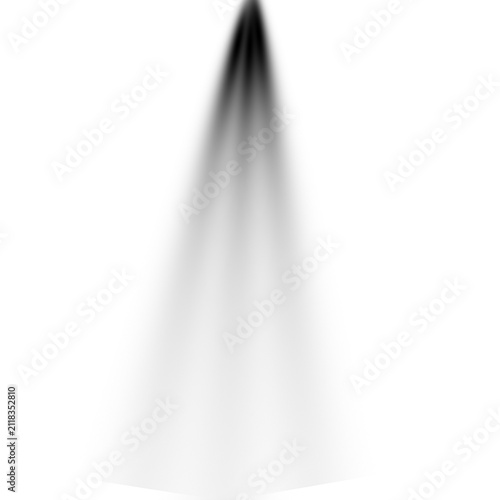 Abstract ethereal light beam emanating upwards with soft gradation against a diffused atmospheric environment isolated on transparent background