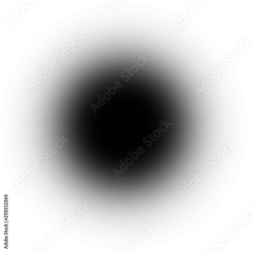 Single black abstract circle with soft gradient edges during a studio shot isolated on transparent background