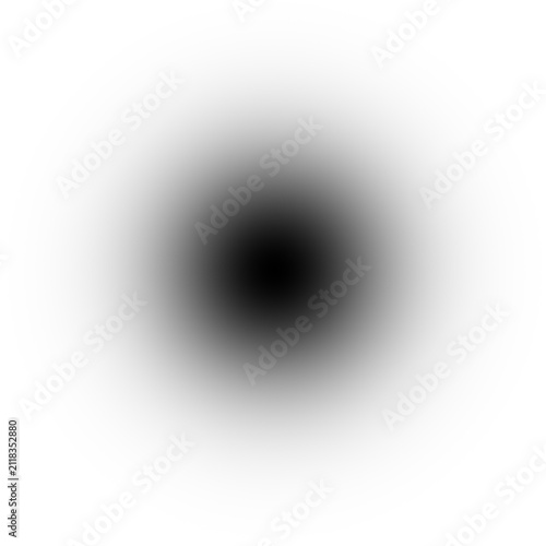 Single abstract dark circular gradient sphere with soft blurred edges against a bright clean backdrop