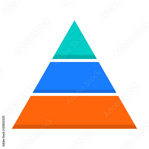 Colorful Three Layered Pyramid Infographic Diagram for Strategic Business Data Presentation