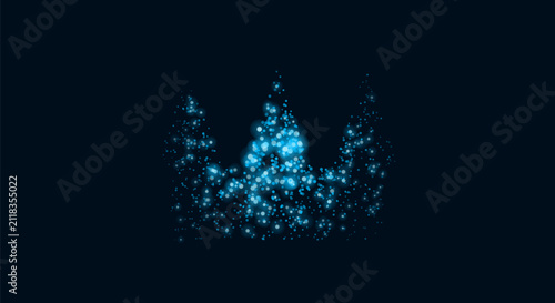 фотографія Glowing royal crown silhouette made of blue bokeh particles on dark background luxury and success metaphorical concept