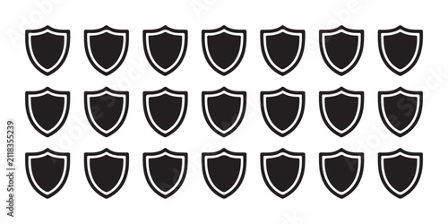 Quadro su tela Repeated shield icons in black and silver borders for protection and safety themes
