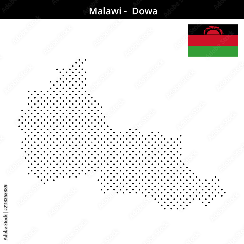 Obraz premium Map of Malawi region -Dowa in small cross shaped dots