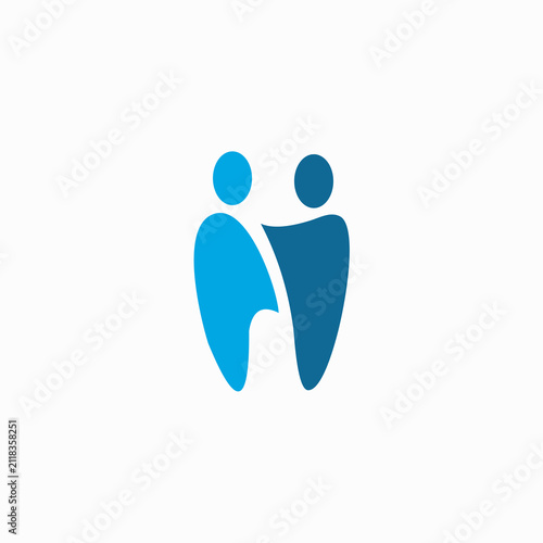 Creative simple family dental logo template. Minimal teeth with family, people, partners, friendship logo design vector illustration.