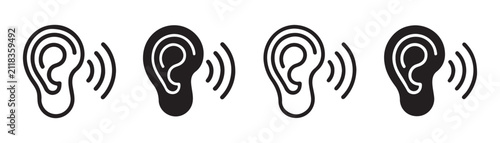 Bild auf Leinwand Human ear icon representing listening sound waves for hearing and audio perception symbol concept