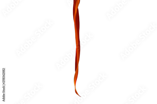 Abstract flowing orange light trail on black background