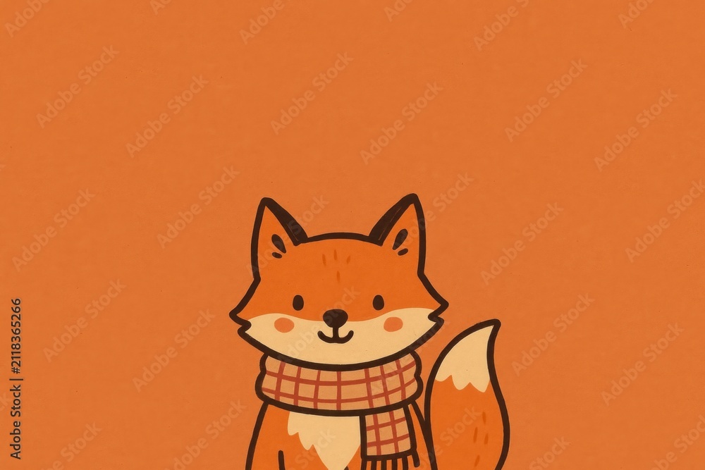 Fototapeta premium Cute fox wearing cozy scarf.