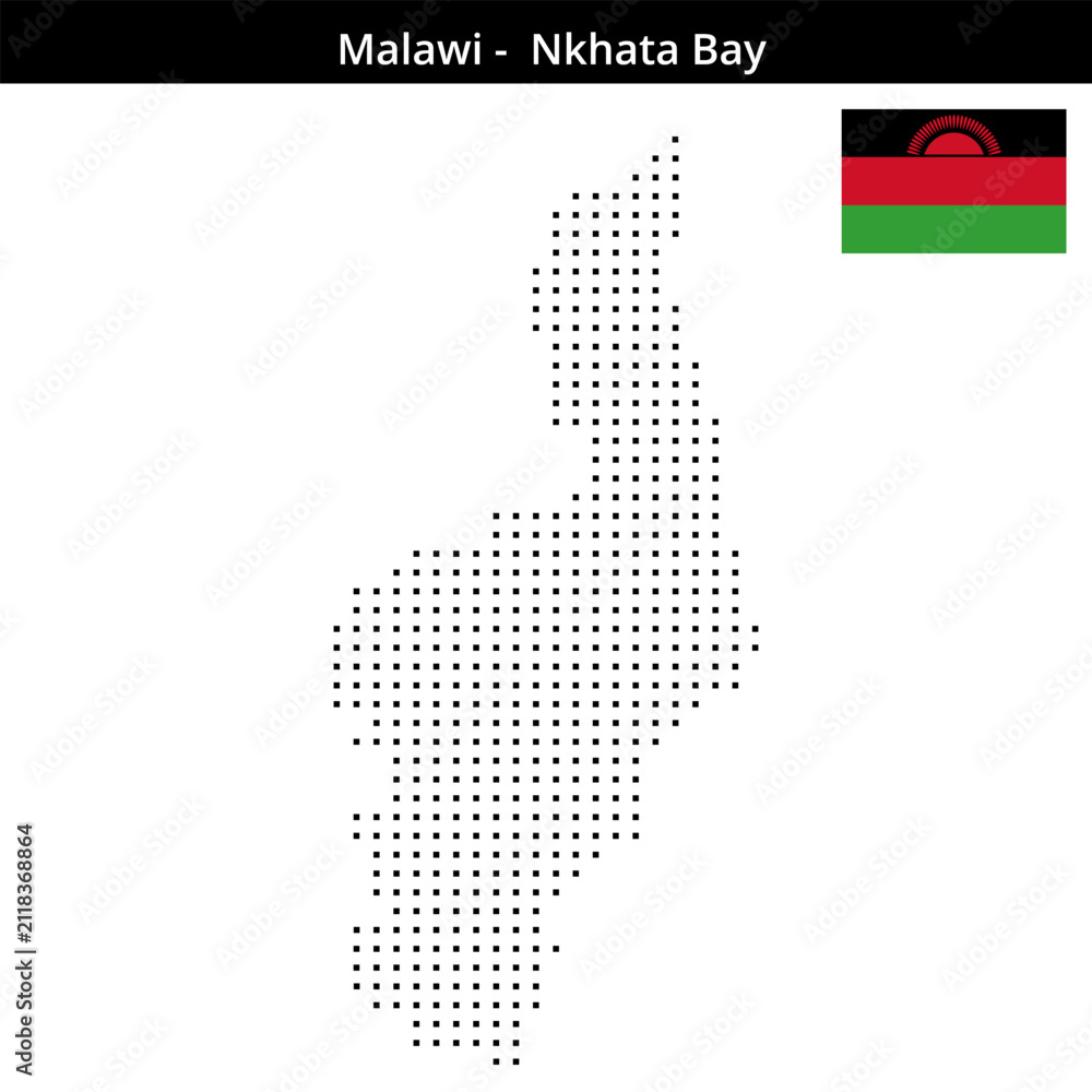 Obraz premium Map of Malawi region -Nkhata-Bay in small size square dots