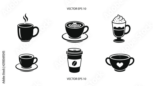 Coffee Cup And Beverage Line Icons Set