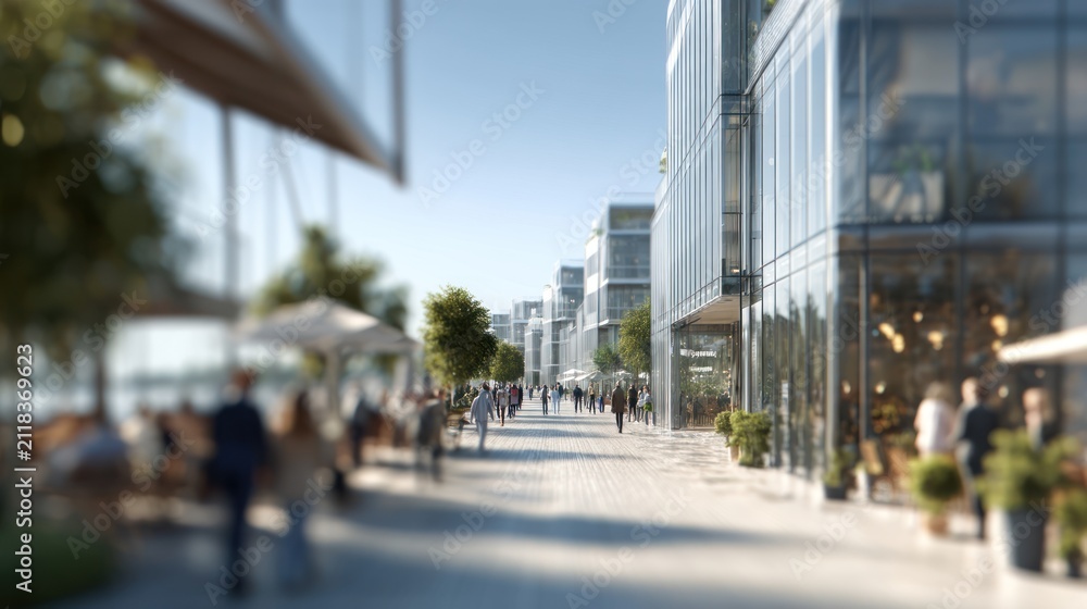 Naklejka premium Modern urban architecture with people