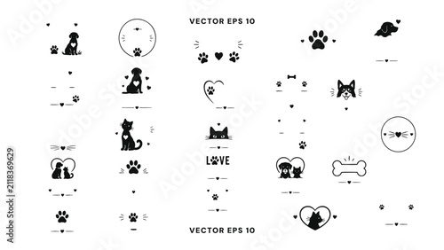 Pet Care And Animal Line Icons Collection