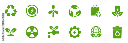 Fotografie Eco icons set. Nature, environment, recycle. Vector illustration
