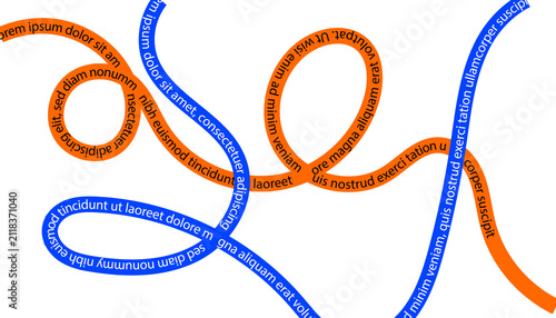 A vibrant digital illustration featuring two intertwined textured ropes in bright blue and orange colors isolated against a clean and simple white background