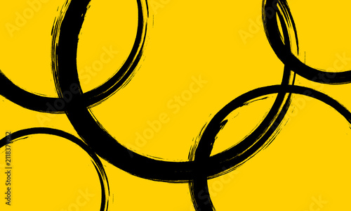 simple black circle brush symbol vector on yellow background.	
