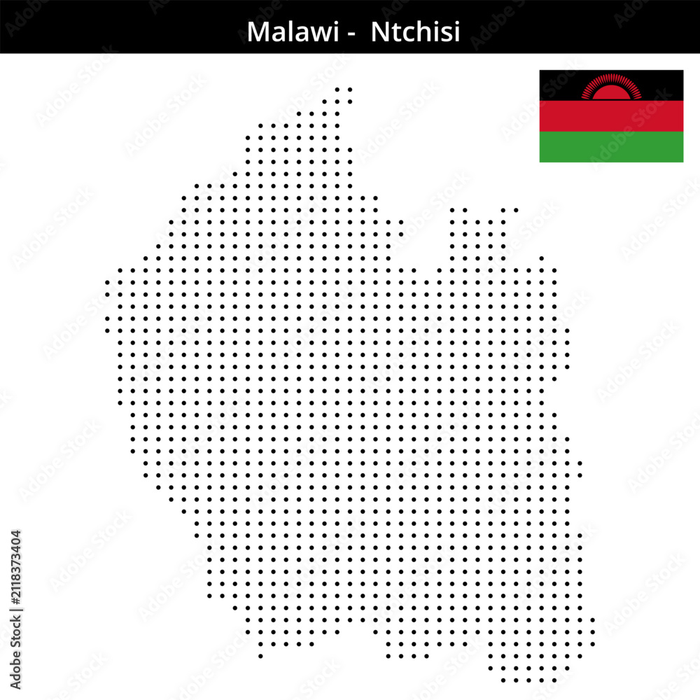 Fototapeta premium Map of Malawi region -Ntchisi in small size dots