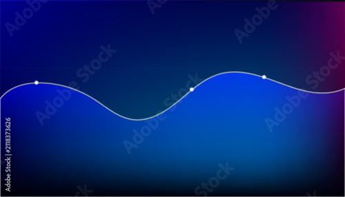 A minimalist abstract background featuring a smooth glowing white wave line flowing across a deep blue gradient surface with soft light and shadow