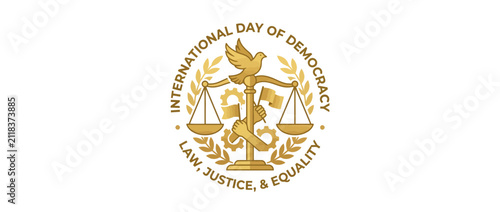 Golden Scales of Justice and Dove Symbol