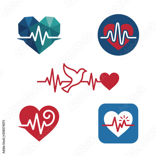 Canvastavla This vibrant and dynamic collection of logos incorporates heart, heartbeat and fitness elements, symbolizing health, wellness, and vitality for fitness brands and initiatives