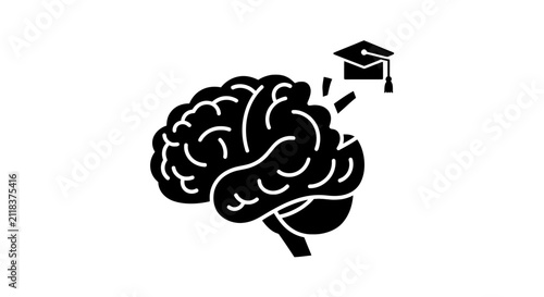 Fotografie Brain with graduation cap learning.
