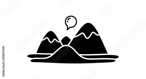 Foto Black silhouette of mountain peaks.
