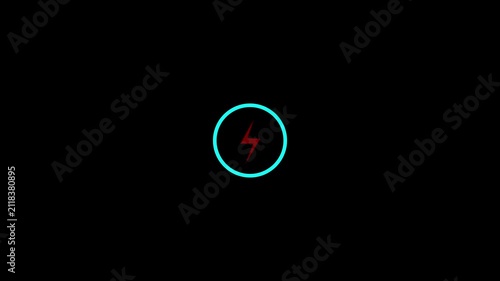 Minimalist lightning bolt loading animation on black background, energy