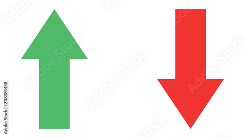 Up and down arrows in green and red on transparent background.