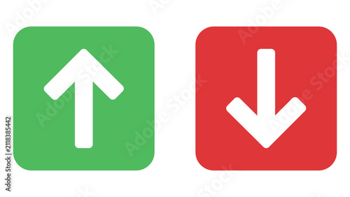 Up and down arrow icons on rounded squares, for website or application.