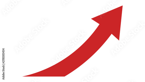 Upward trending red arrow, symbolizing growth, increase, or progress.