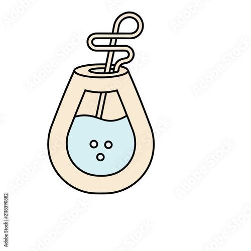 Cartoon flask with liquid and straw