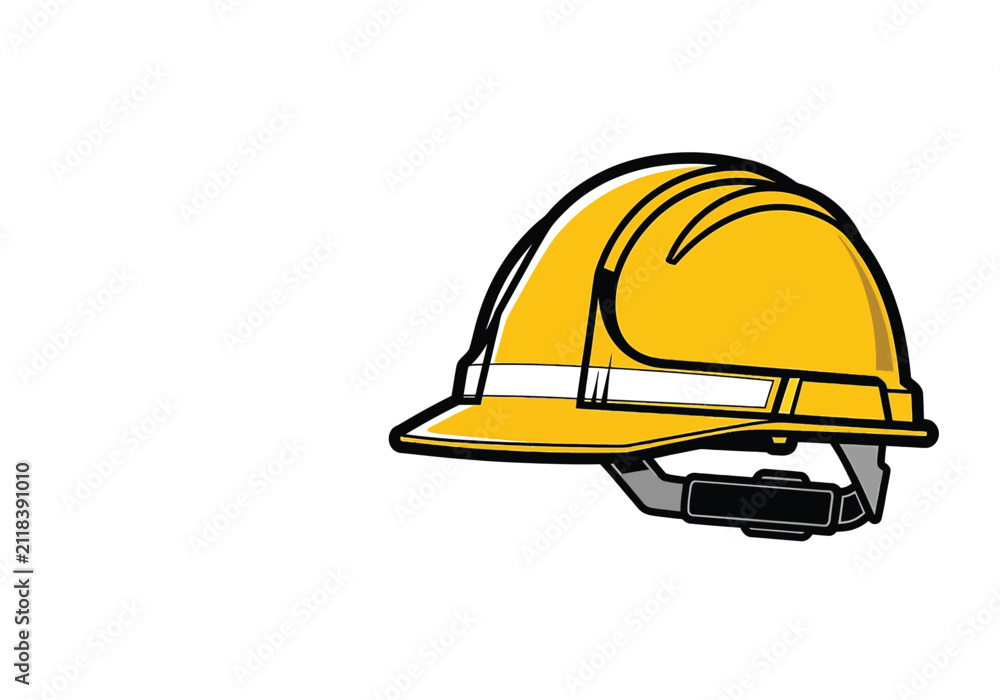 Fototapeta premium Yellow safety construction hard hat illustration protective gear