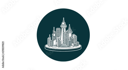 City Skyline Icon Illustration Design.