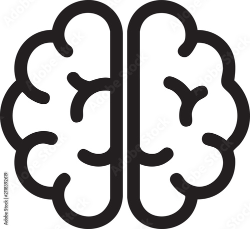 Human brain outline icon showing left and right hemispheres