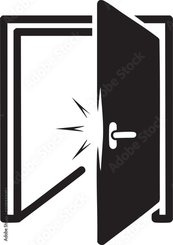Open door icon with light burst and handle entrance opportunity
