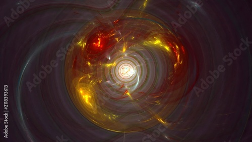 Illustration created as a 3D render without generative AI, abstract futuristic light burst with geometric particles and radiant energy background