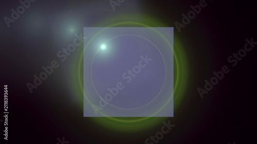 Illustration created as a 3D render without generative AI, abstract futuristic light burst with geometric particles and radiant energy background