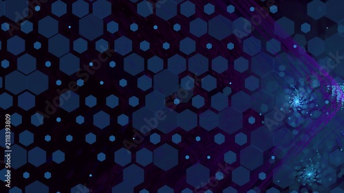 Illustration created as a 3D render without generative AI, abstract futuristic light burst with geometric particles and radiant energy background