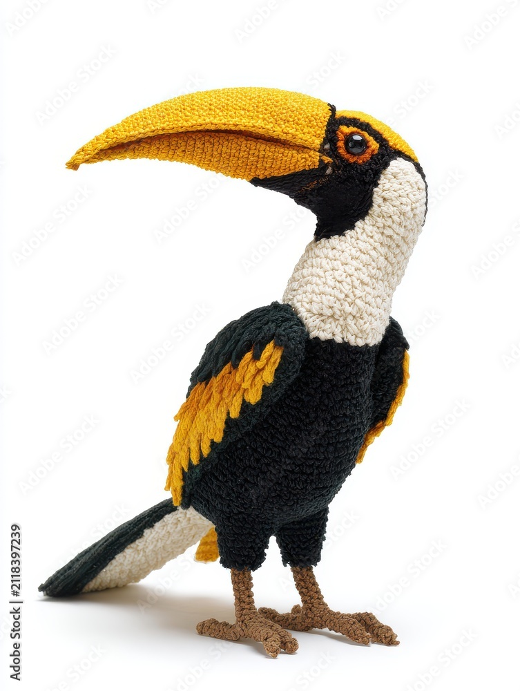 Obraz premium Sculptural Toucan Made Of Colored Rice Grains Isolated Against A Clean Minimalist White Background
