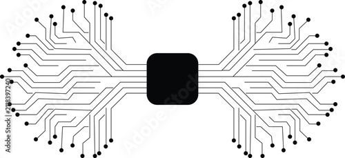 Technology background with electronic microchip and digital connection lines