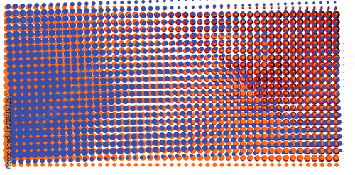 Modern vector background with blue and orange halftone circle wave