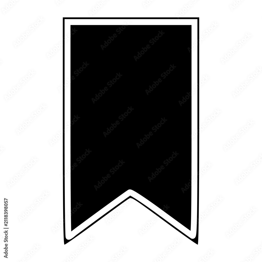 Fototapeta premium Black Filled Bookmark Ribbon Tag Outline