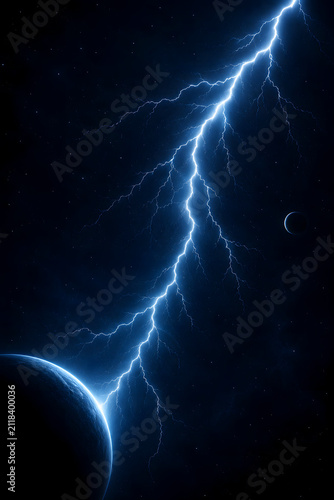 Epic Cosmic Lightning Strike Connecting Two Planets in Deep Space