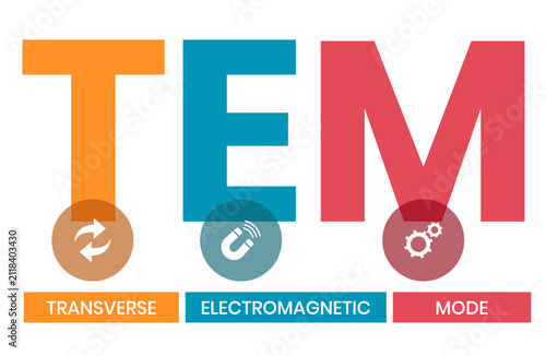 TEM - Transverse Electromagnetic Mode acronym. business concept background. vector illustration concept with keywords and icons. lettering illustration with icons for web banner, flyer