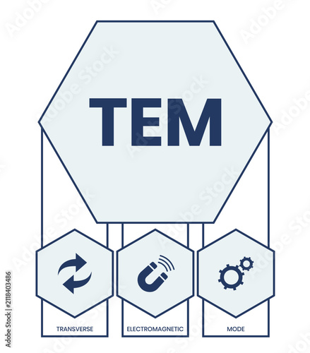 TEM - Transverse Electromagnetic Mode acronym. business concept background. vector illustration concept with keywords and icons. lettering illustration with icons for web banner, flyer